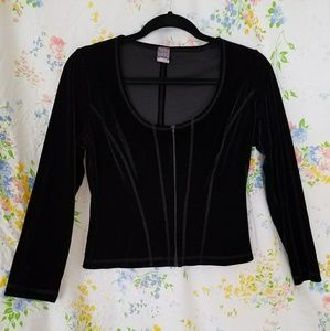 Hanky Panky black velvet long sleeve zip up top